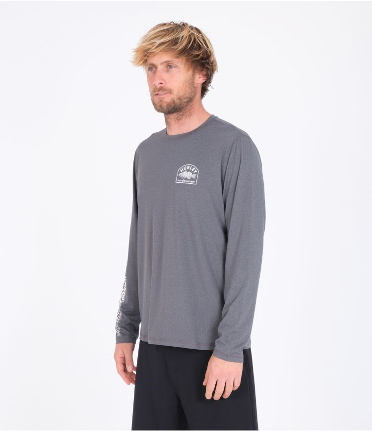 Hurley T-shirt Lycra Long Sleeve Bay Bass Hybrid Upf Svarta | 20734YBQA