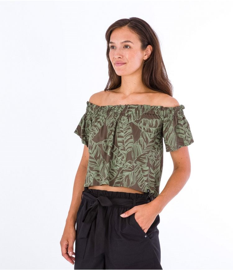 Hurley Top Fluid Off Shoulder Olivgröna | 46917MNXA