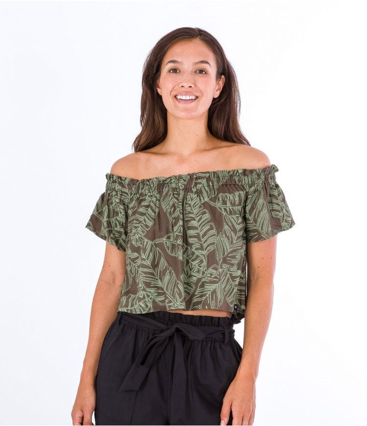 Hurley Top Fluid Off Shoulder Olivgröna | 46917MNXA