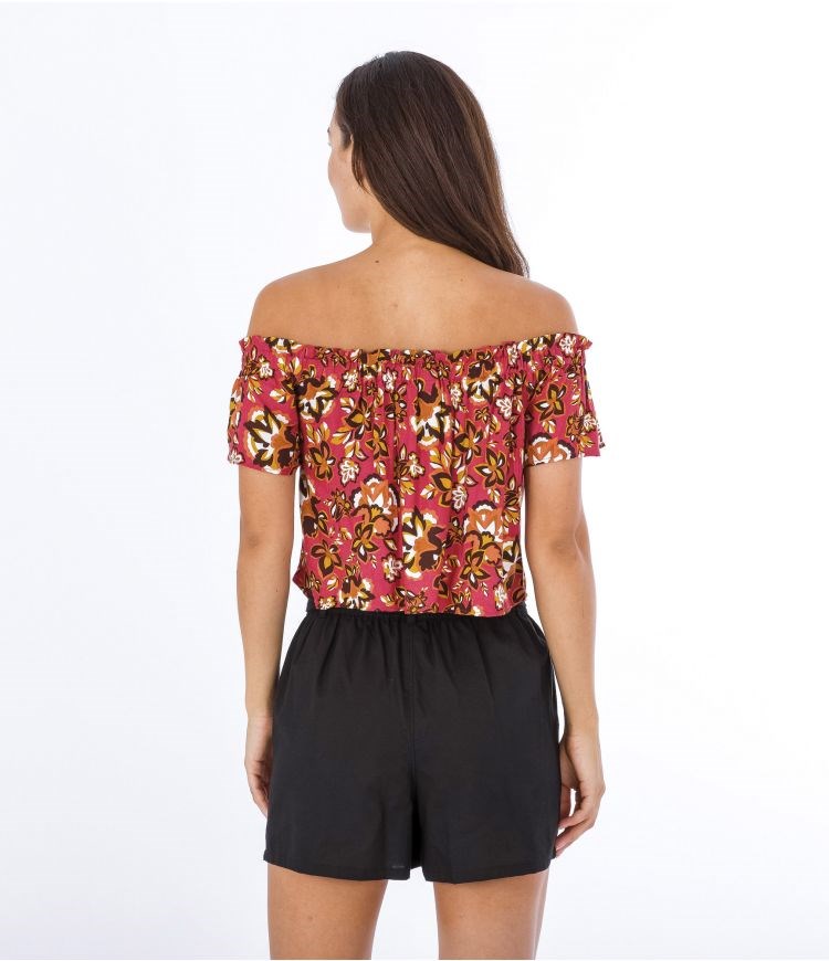 Hurley Top Fluid Off Shoulder Retro Floral | 13260BEVY