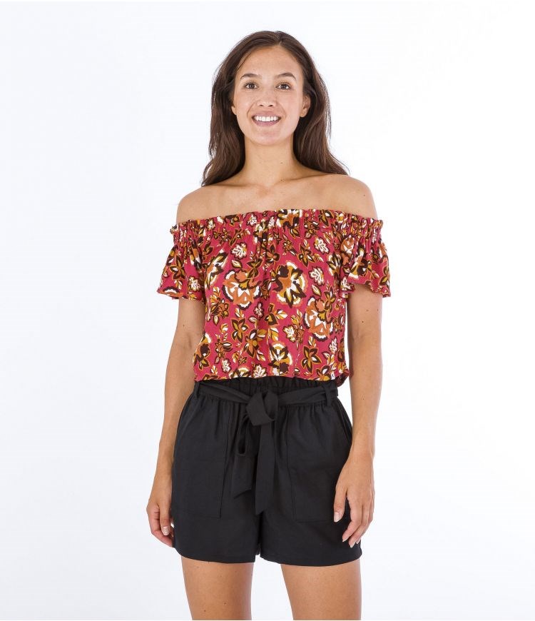 Hurley Top Fluid Off Shoulder Retro Floral | 13260BEVY