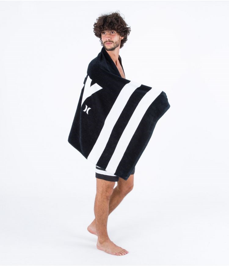 Hurley Towel Fastlane 2 Stripe Svarta | 38146ATUQ